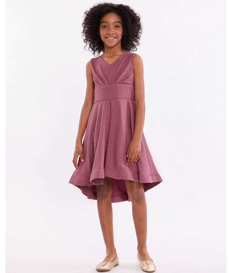 Bonnie Jean Big Girls Sleeveless Bow-Back Sparkle-Knit Fit-And-Flare Dress
