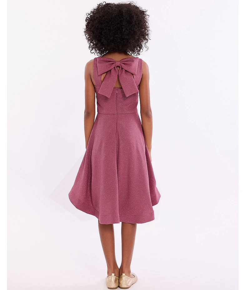 Bonnie Jean Big Girls Sleeveless Bow-Back Sparkle-Knit Fit-And-Flare Dress
