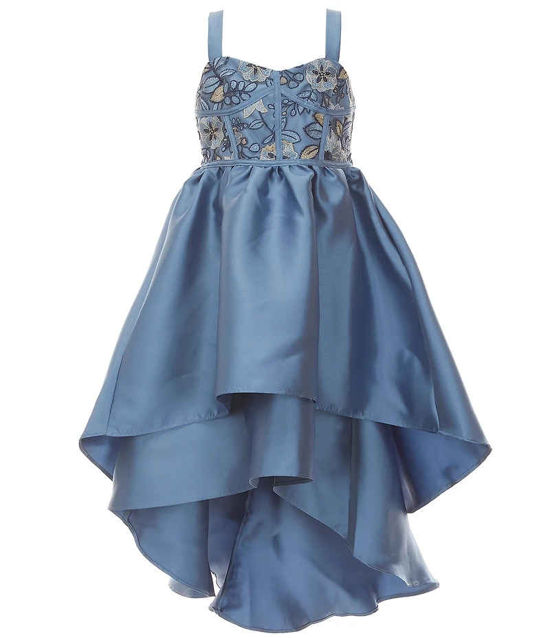 Bonnie Jean Big Girls Sleeveless Embroidered Bodice High Low Hem Dress