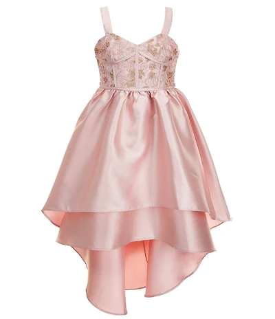 Bonnie Jean Big Girls Sleeveless Embroidered Corseted Bodice High-Low Hem Dress
