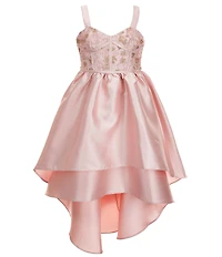 Bonnie Jean Big Girls Sleeveless Embroidered Corseted Bodice High-Low Hem Dress