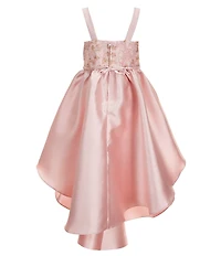 Bonnie Jean Big Girls Sleeveless Embroidered Corseted Bodice High-Low Hem Dress