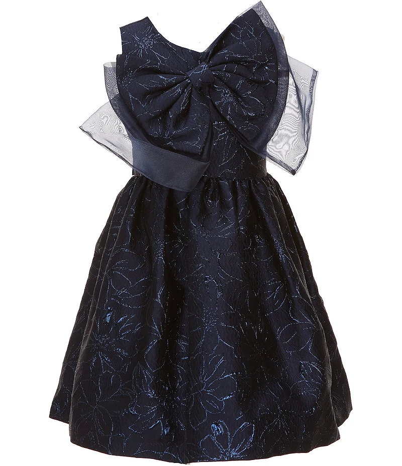 Bonnie Jean Big Girls Sleeveless Floral Metallic Jacquard Fit-And-Flare Dress