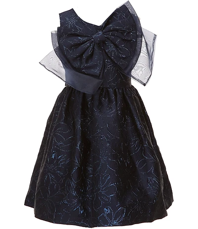 Bonnie Jean Big Girls Sleeveless Floral Metallic Jacquard Fit-And-Flare Dress