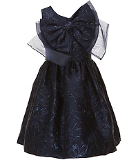 Bonnie Jean Big Girls Sleeveless Floral Metallic Jacquard Fit-And-Flare Dress