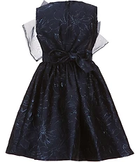 Bonnie Jean Big Girls Sleeveless Floral Metallic Jacquard Fit-And-Flare Dress
