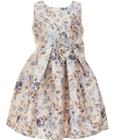 Bonnie Jean Big Girls Sleeveless Floral Mikado Dress
