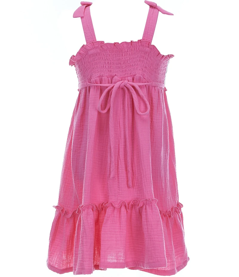 Bonnie Jean Big Girls Sleeveless Geometric-Crocheted-Pattern Bodice/Gauze-Skirted Dress