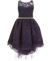 Bonnie Jean Big Girls Sleeveless Lace High-Low-Hem Fit-And-Flare Dress