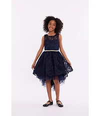 Bonnie Jean Big Girls Sleeveless Lace High-Low-Hem Fit-And-Flare Dress