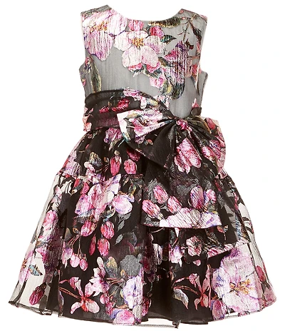 Bonnie Jean Big Girls Sleeveless Metallic Floral Burnout Fit-And-Flare Dress