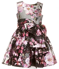 Bonnie Jean Big Girls Sleeveless Metallic Floral Burnout Fit-And-Flare Dress