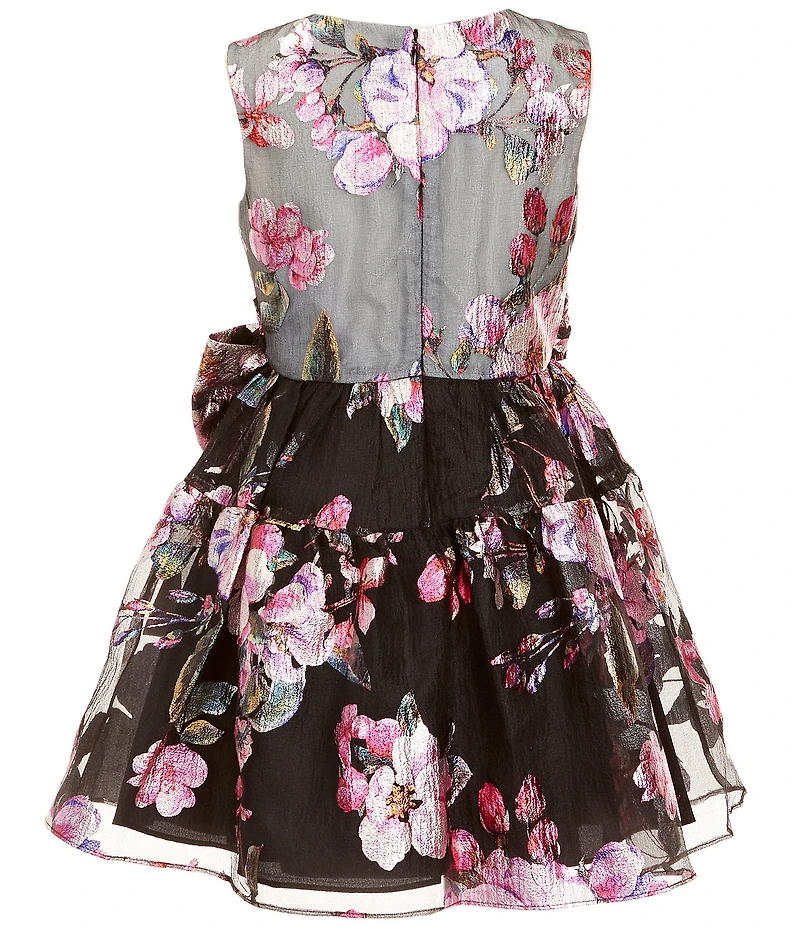 Bonnie Jean Big Girls Sleeveless Metallic Floral Burnout Fit-And-Flare Dress