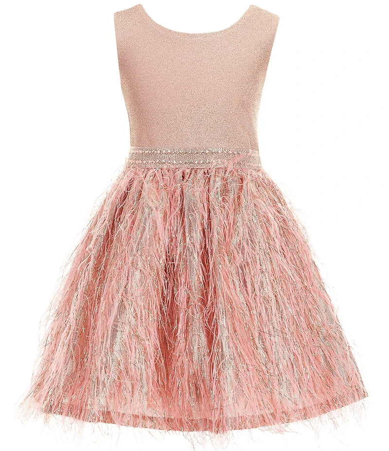 Bonnie Jean Big Girls Sleeveless Metallic-Knit/Lurex Jacquard Fit-And-Flare Dress