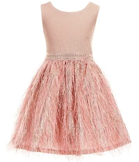 Bonnie Jean Big Girls Sleeveless Metallic-Knit/Lurex Jacquard Fit-And-Flare Dress
