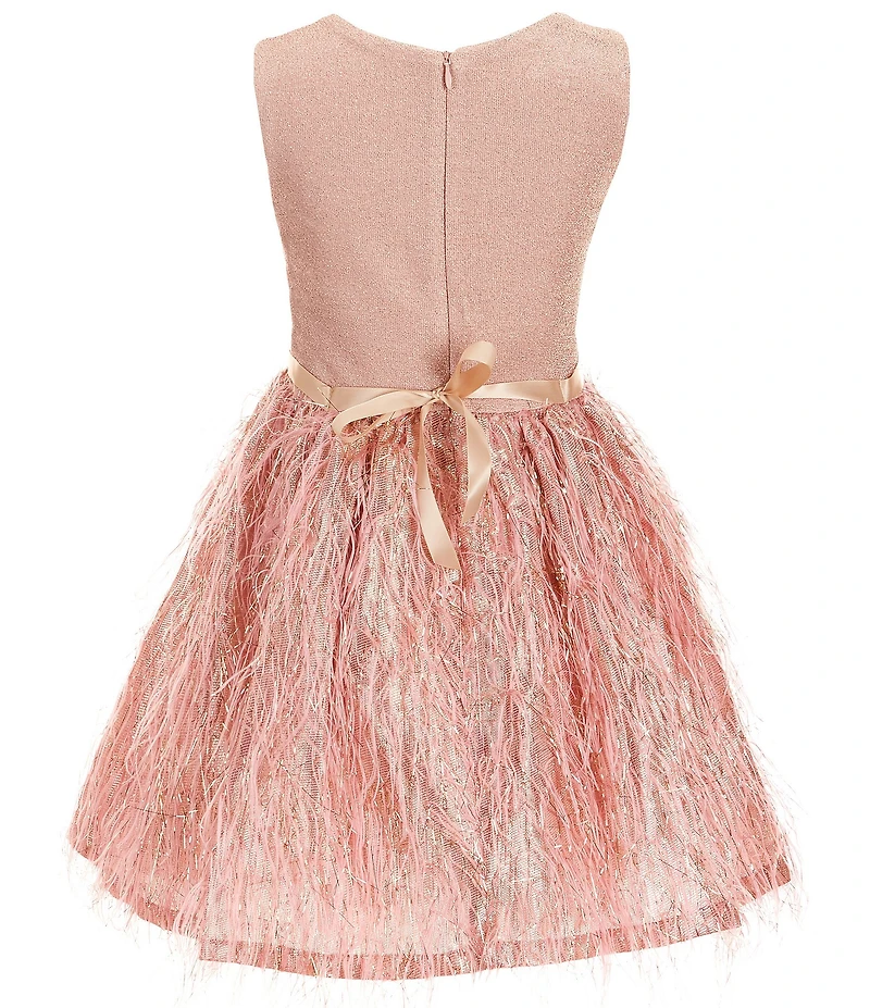 Bonnie Jean Big Girls Sleeveless Metallic-Knit/Lurex Jacquard Fit-And-Flare Dress