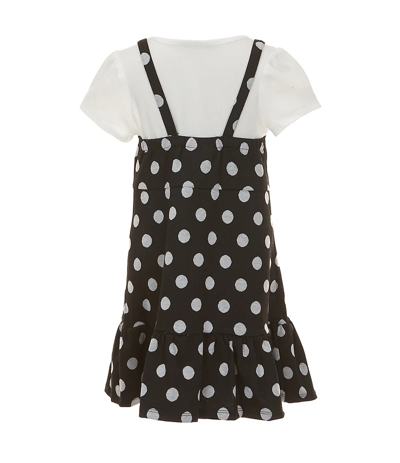 Bonnie Jean Big Girls Sleeveless Polka-Dot Jumper Dress & Short-Sleeve Solid T-Shirt Set