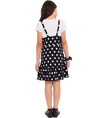 Bonnie Jean Big Girls Sleeveless Polka-Dot Jumper Dress & Short-Sleeve Solid T-Shirt Set