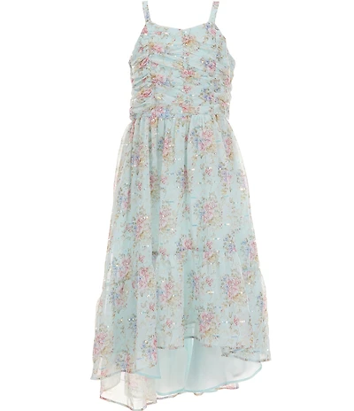 Bonnie Jean Big Girls Sleeveless Sequin Embellished Floral Chiffon Hi-Lo Dress