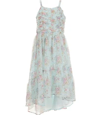 Bonnie Jean Big Girls Sleeveless Sequin Embellished Floral Chiffon Hi-Lo Dress