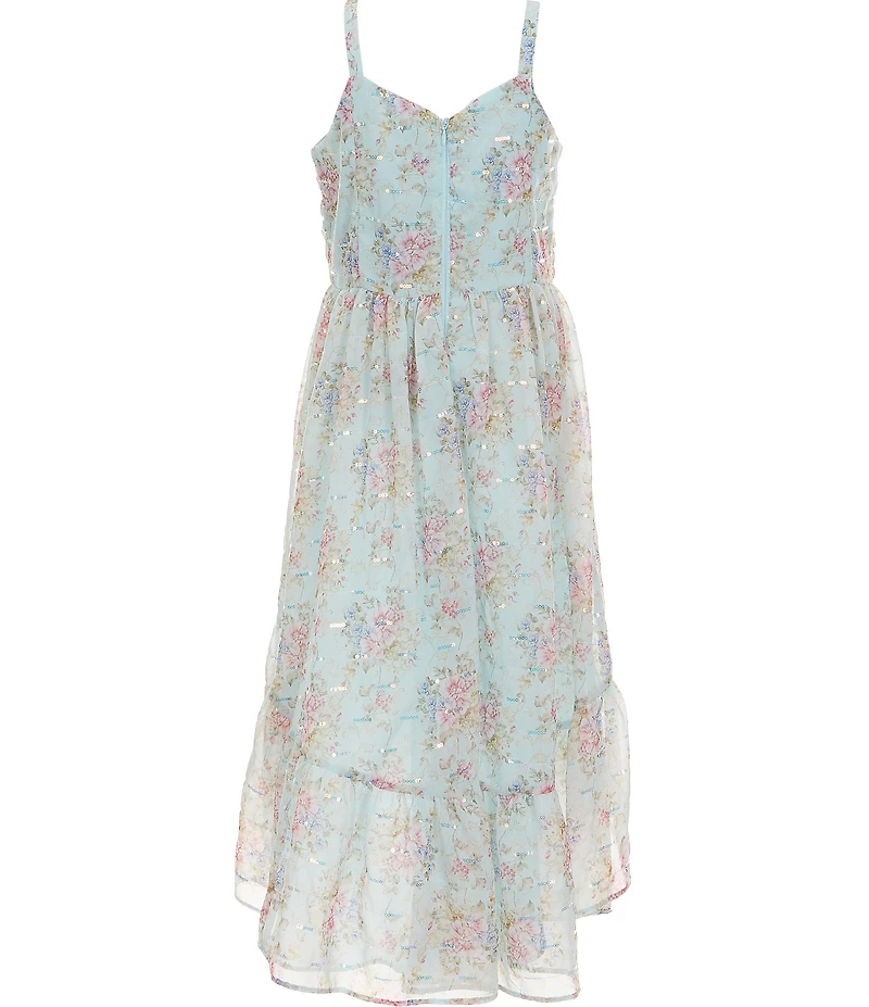 Bonnie Jean Big Girls Sleeveless Sequin Embellished Floral Chiffon Hi-Lo Dress