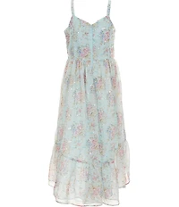 Bonnie Jean Big Girls Sleeveless Sequin Embellished Floral Chiffon Hi-Lo Dress