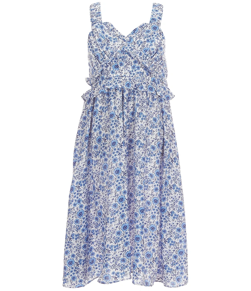 Bonnie Jean Big Girls Sleeveless Sweetheart Neckline Ruffle Detail Floral Printed Maxi Dress