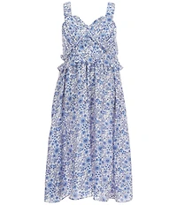 Bonnie Jean Big Girls Sleeveless Sweetheart Neckline Ruffle Detail Floral Printed Maxi Dress