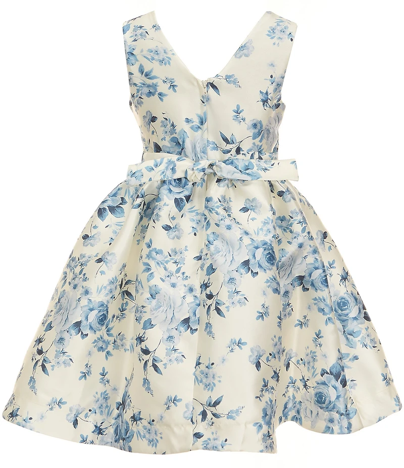 Bonnie Jean Big Girls Sleeveless Toile Floral Print Mikado Fit-And-Flare Dress