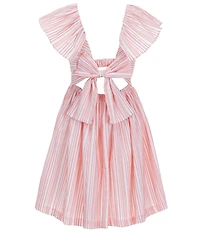 Bonnie Jean Big Girls Striped Flutter Sleeve Open Tie-Back Dress
