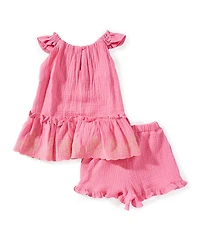 Bonnie Jean Little Girls Embroidered Gauze Set