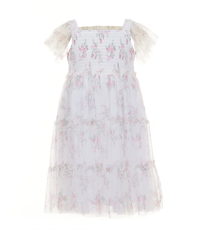 Bonnie Jean Little Girls Floral Print Flutter Sleeve Tiered Mesh Dress
