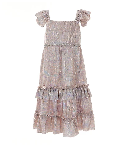 Bonnie Jean Little Girls Flutter-Sleeve Opalescent Fit-And-Flare Midi Dress