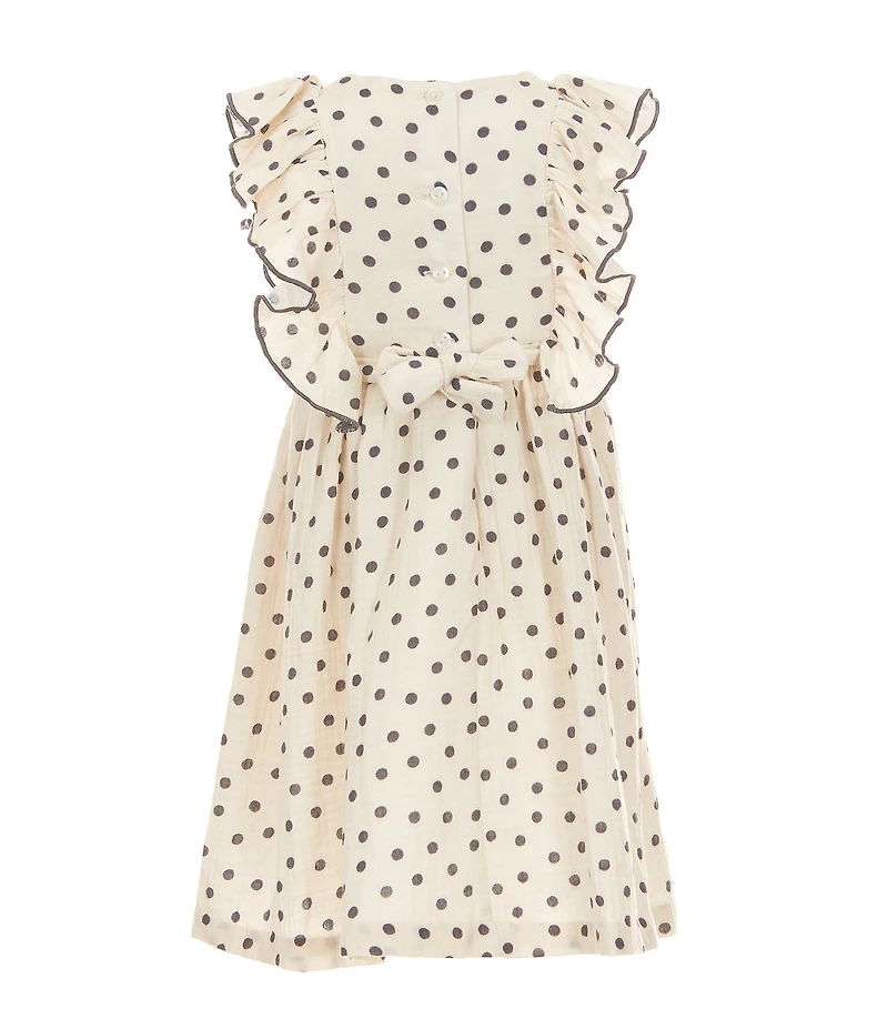 Bonnie Jean Little Girls Flutter-Sleeve Polka-Dot Gauze Fit-And-Flare Dress