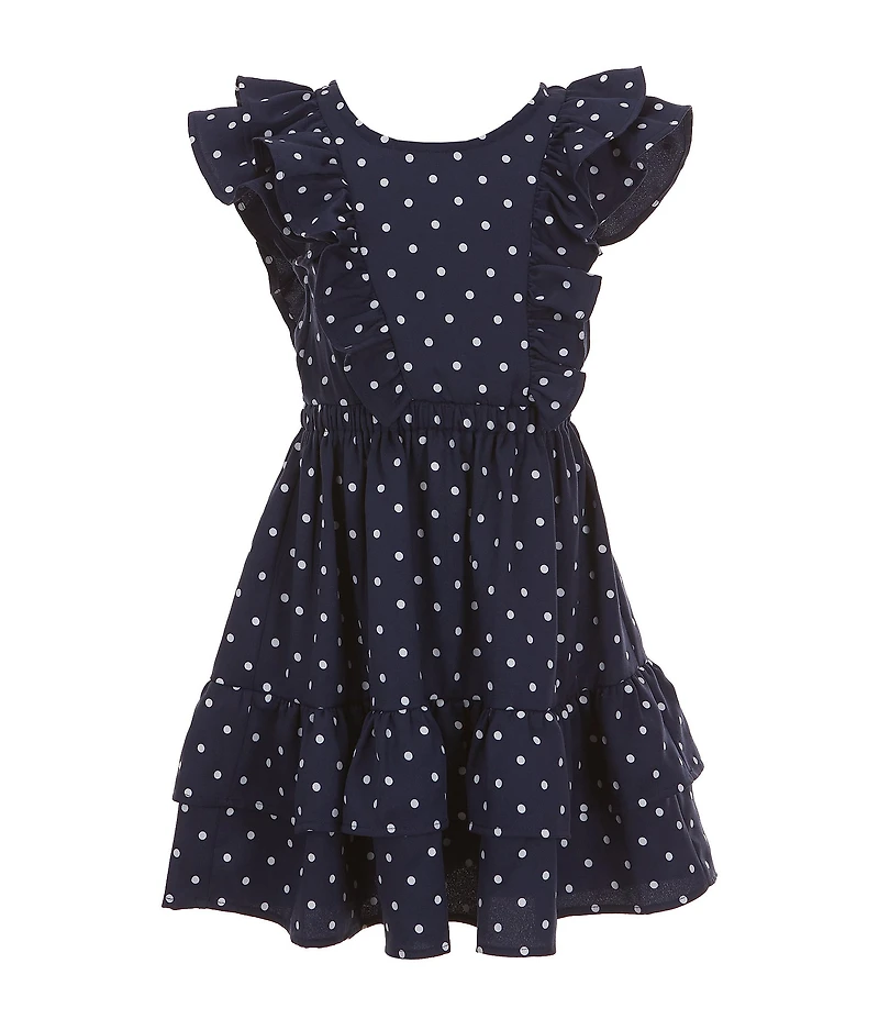 Bonnie Jean Little Girls Flutter Sleeve Tiered Skirt Polka Dot Dress