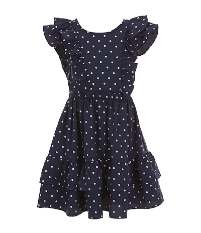 Bonnie Jean Little Girls Flutter Sleeve Tiered Skirt Polka Dot Dress
