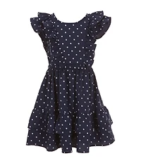 Bonnie Jean Little Girls Flutter Sleeve Tiered Skirt Polka Dot Dress