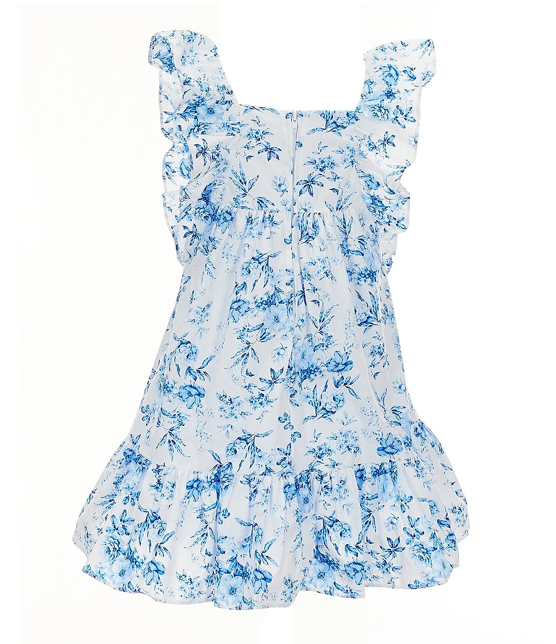 Bonnie Jean Little Girls Flutter-Sleeve Toile-Printed Fit-And-Flare Dress