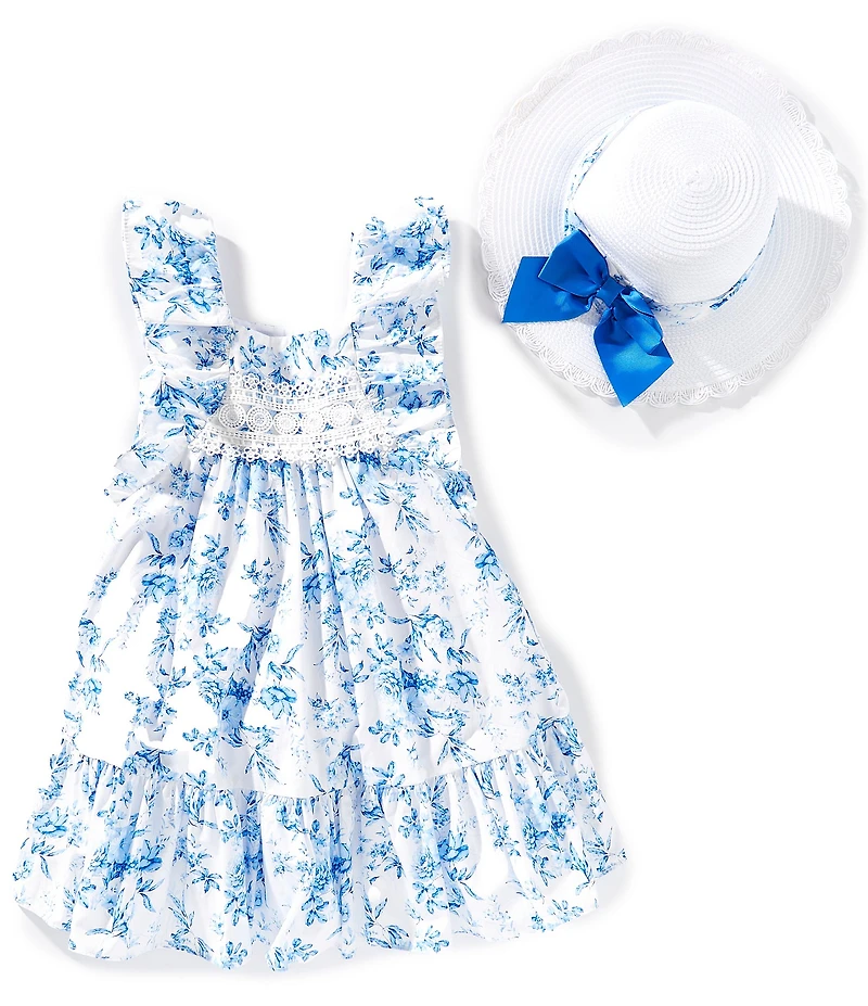 Bonnie Jean Little Girls Flutter-Sleeve Toile-Printed Fit-And-Flare Dress