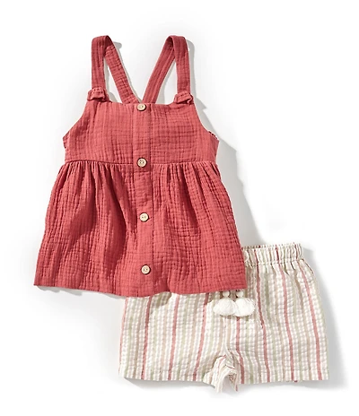 Bonnie Jean Little Girls Gauze Top & Striped Seersucker Shorts Set