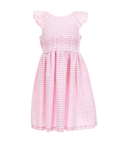 Bonnie Jean Little Girls Gingham Seersucker Flutter Sleeve Fit & Flare Dress