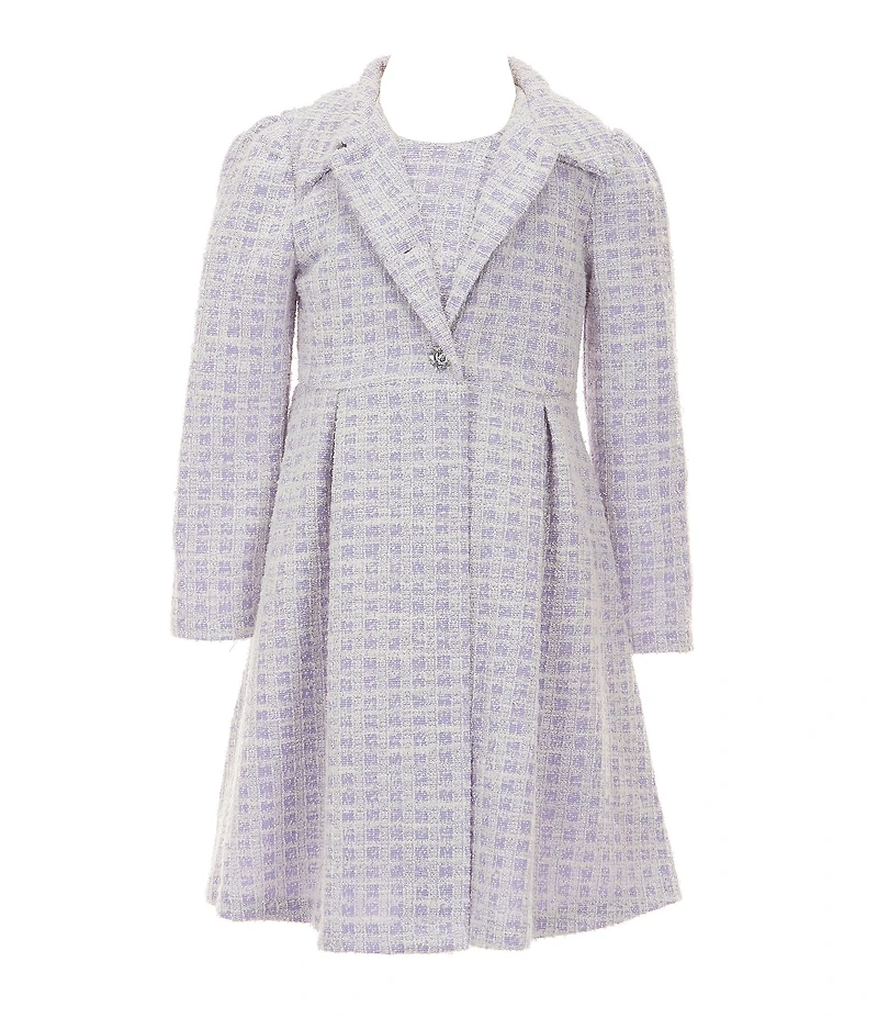 Bonnie Jean Little Girls Long Sleeve Boucle Coat & Sleeveless Boucle/Mesh Fit & Flare Dress Set