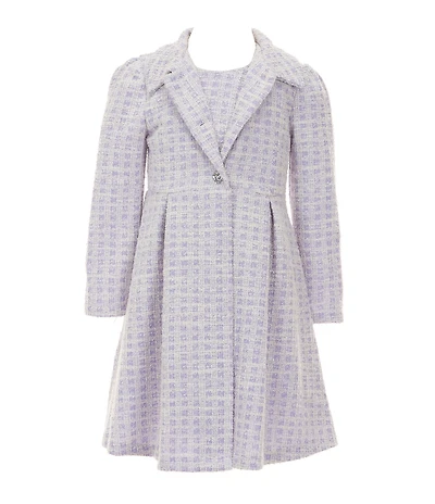 Bonnie Jean Little Girls Long Sleeve Boucle Coat & Sleeveless Boucle/Mesh Fit & Flare Dress Set