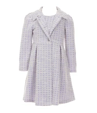 Bonnie Jean Little Girls Long Sleeve Boucle Coat & Sleeveless Boucle/Mesh Fit & Flare Dress Set