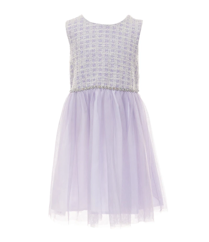 Bonnie Jean Little Girls Long Sleeve Boucle Coat & Sleeveless Boucle/Mesh Fit & Flare Dress Set