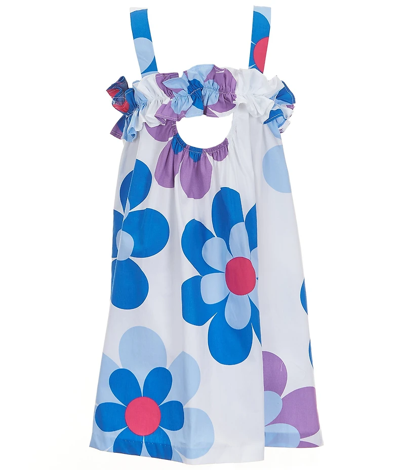 Bonnie Jean Little Girls Oversized Floral Ruffle Neck Sleeveless Sun Dress
