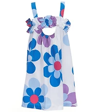 Bonnie Jean Little Girls Oversized Floral Ruffle Neck Sleeveless Sun Dress