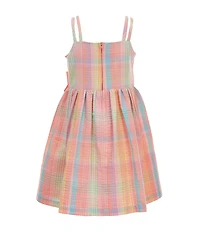 Bonnie Jean Little Girls Plaid Seersucker Sleeveless Bow Dress