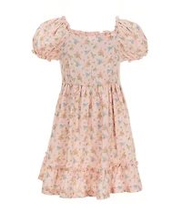 Bonnie Jean Little Girls Puffed-Sleeve Hummingbird Printed A-Line Dress
