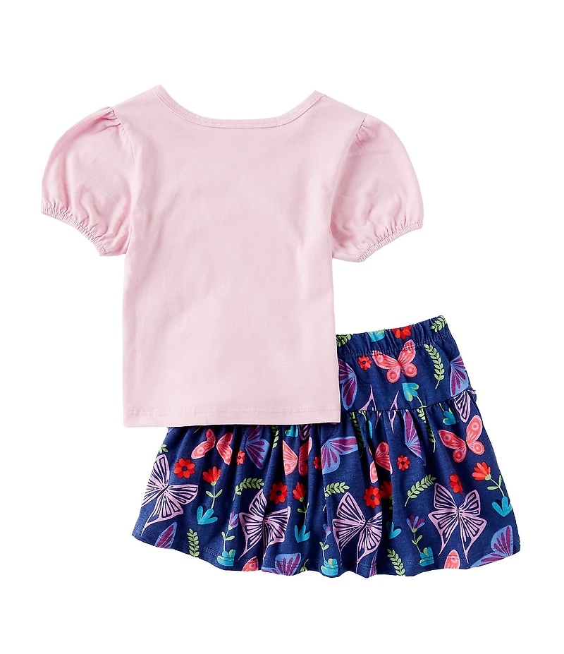 Bonnie Jean Little Girls Sequin-Embellished Appliqued Top & Coordinating Printed Skort Set